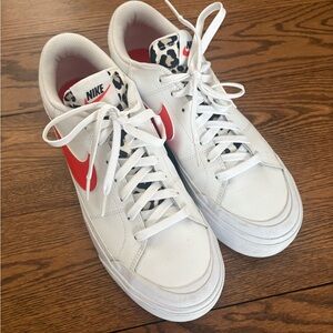 Nike White and Orange Sneakers with Leopard Detail